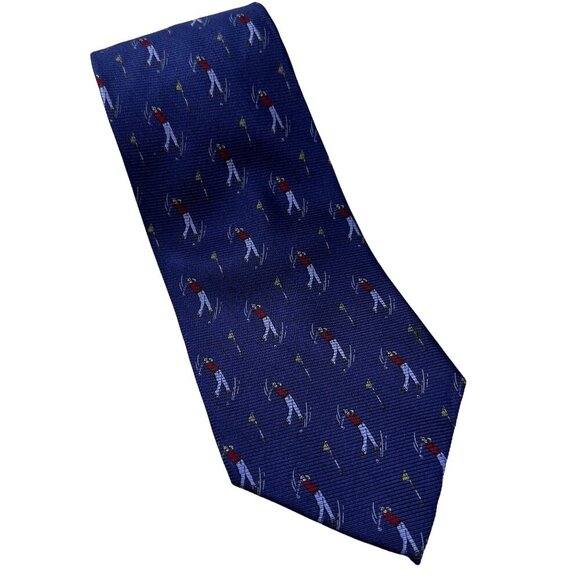 Lauren Ralph Lauren Necktie Mens Golf Swing Silk Accessories USA Tie Blue - Picture 1 of 13
